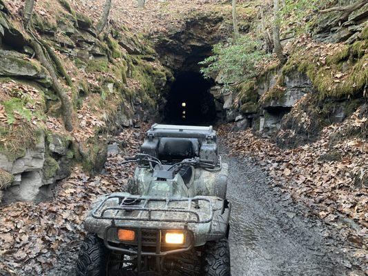 Long black train tunnel