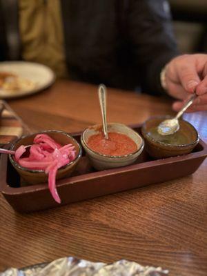 Salsa and pickled onions