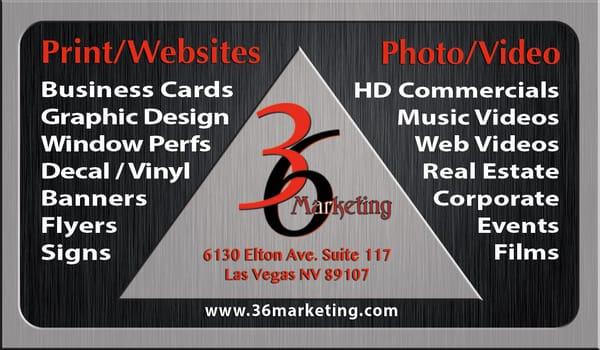 1000 business cards   - $39 5000 4"x6" postcards - $199 HD Video commercial - $299 Website Design           - $399