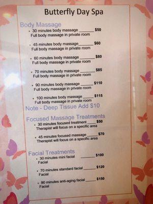 Services Menu