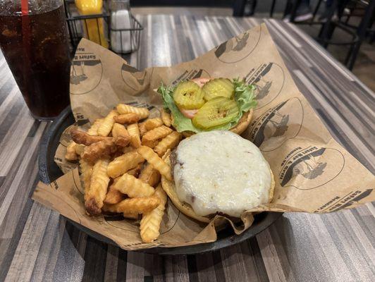 Yak Burger with Pepper Jack Cheese & Fries