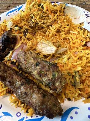 Chicken Biryani and Beef Kababs