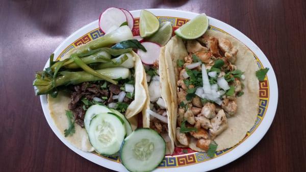 Chicken, beef, pork tacos at Taqueria El Rey