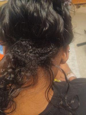 More pictures of the sew that hair has ben left out causing the sew in thats a month old