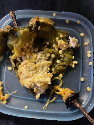 Chile relleno full of seeds. How are we expected to eat this? CLEAN YOUR CHILES!