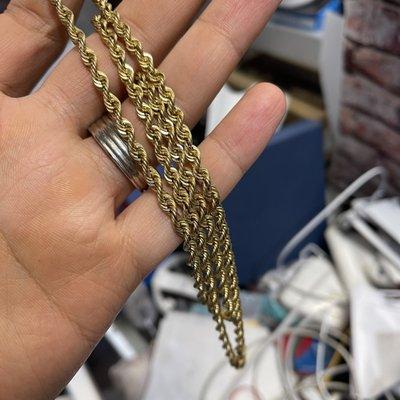 18k gold rope Necklace sold $600