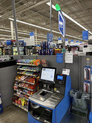 Friendly robot cashiers.