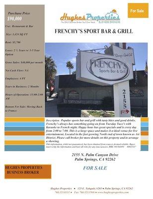 French's Sprorts Bar & Grill #palmsprings #businessforsale