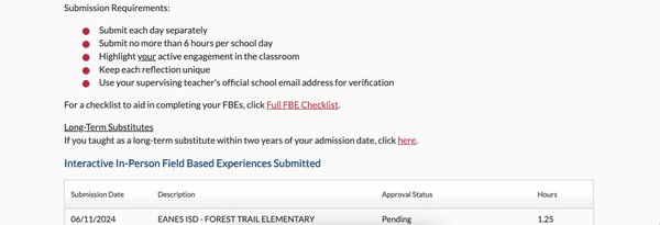 Website requirements for FBE listed