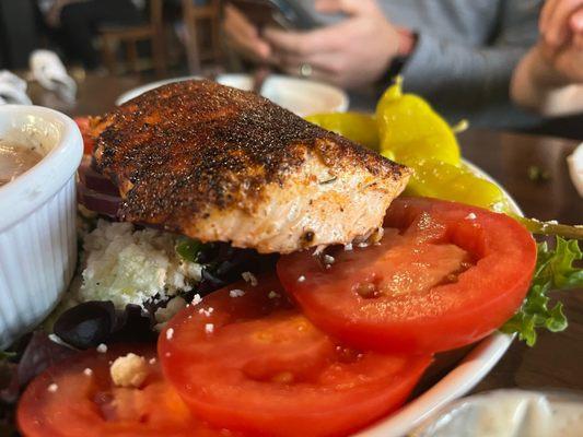 Greek Salad + blackened salmon