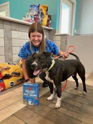 Banzai donating his treats to furry friends in need