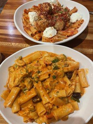 Louies pasta and Reggie chicken pasta