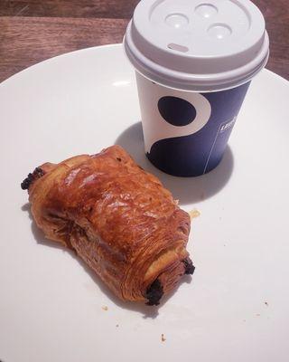 Chocolate  croissant and Italian drinking chocolate