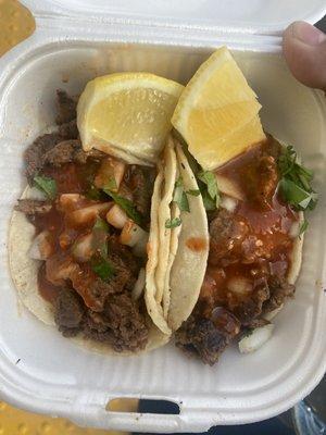 Two carne asada tacos