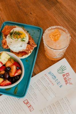 The Chicken Biscuit and Andalusian Dog cocktail. Brunch Sat & Sun 11am-3pm.