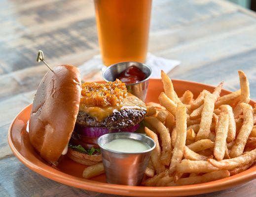 Makai Burger with Seismic Fries