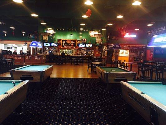 Pool tables and bar area