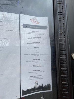 menu as of April 2023