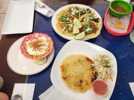 Tacos, Pupusa, Elote Corn.