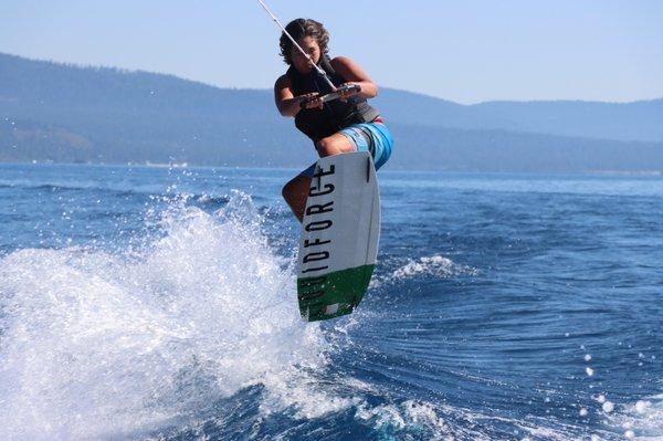 Joey wakeboarding