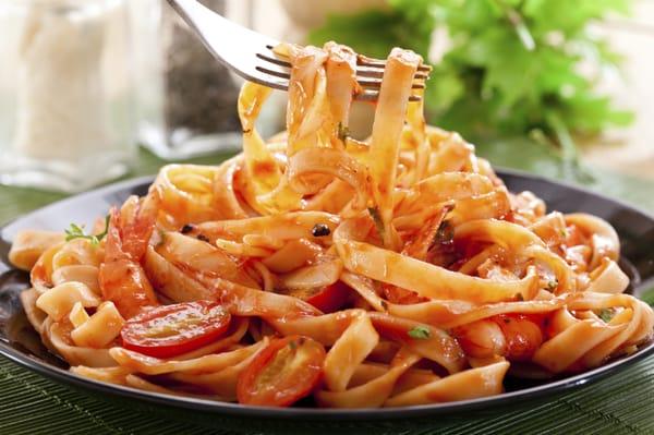 Fettuccine Pasta with Roasted Shrimp