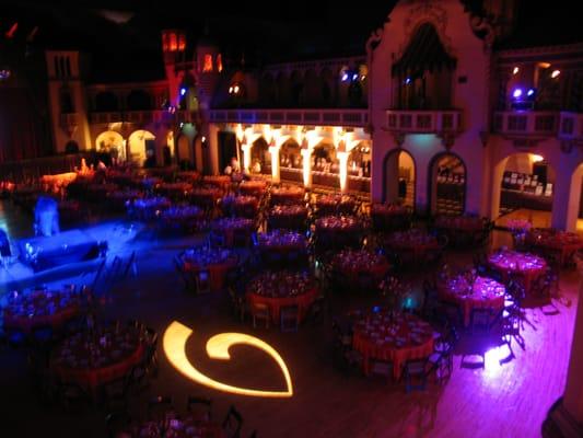 Uplighting and logo projection at the Aragon Ballroom for fund raiser.