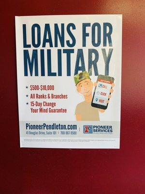 Loans for the Military Advertisement.