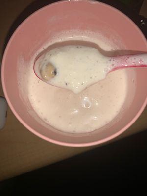 Had to put it in a different cup because of the leaking and look a cookie dough piece no Oreos literally like milk as well