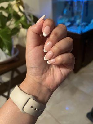 Almond shaped Gel X French tip nails