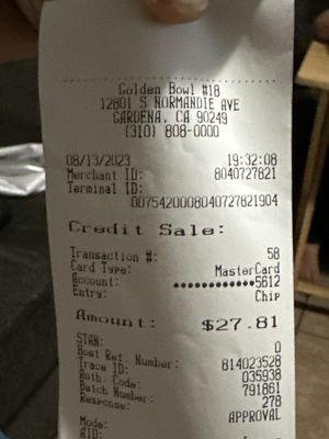 Restaurant address, time and date of this unpleasant encounter with cashier.