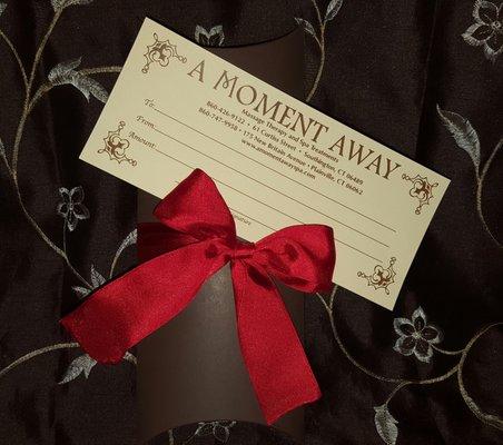 Gift Certificates available in store.  Printable Gift Certificates are available online!