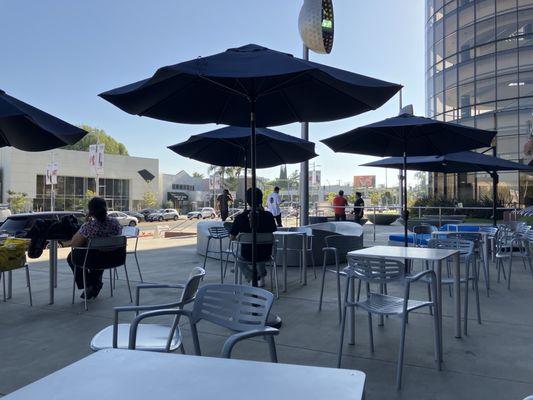 Patio seating at the PDC's Community Goods Cafe