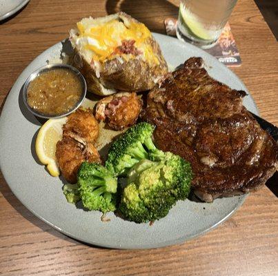 Ribeye and 6 Coconut Shrimp