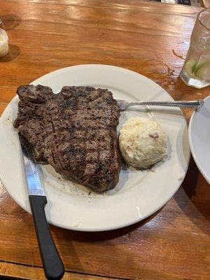 Porterhouse steak and garlic mashed potatoes