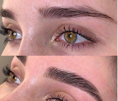 Before and after brow shaping