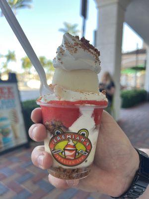 Strawberry Shortcake (Cake Batter, Strawberry, Soft Serve & Biscoff Cookie)