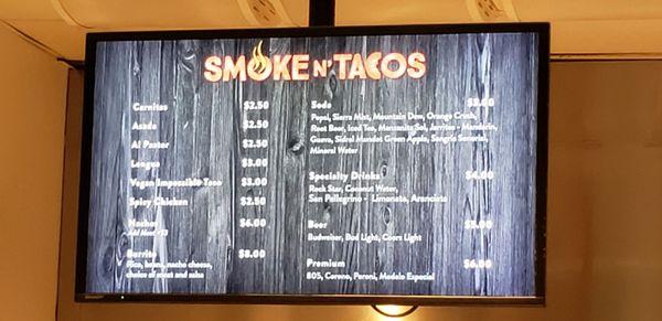 Taco menu