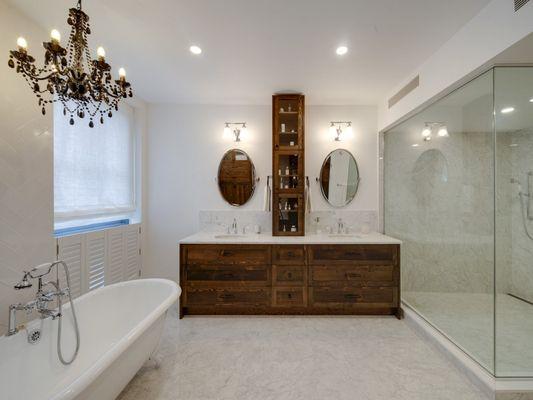 Modern Bathroom Renovation with dark wood