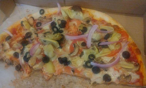 Leftover half of veggie pizza