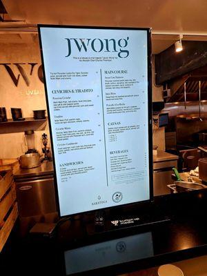 Menu on display