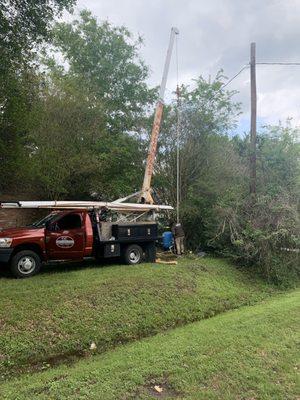 Truck changing out our water well motor.