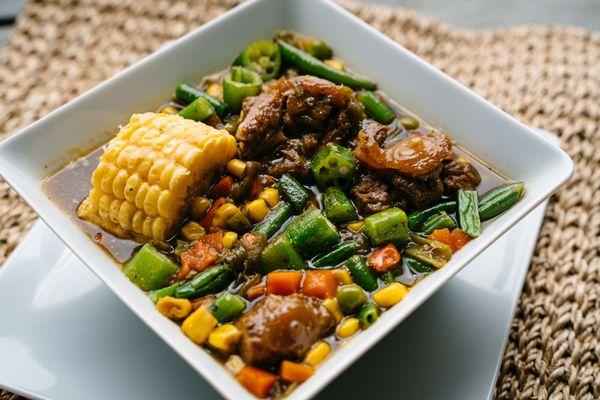 Delicious Soul food OX-TAIL soup comes with cornbread