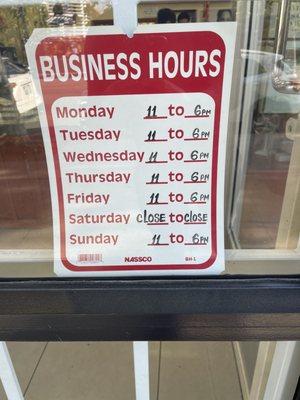 Please correct your hours