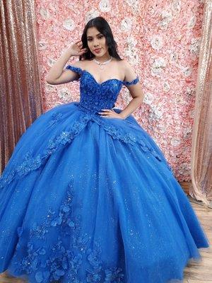 Royal blue off the shoulder Quinceañera Dress