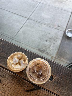 creme brulee latte and  Black & White Mocha