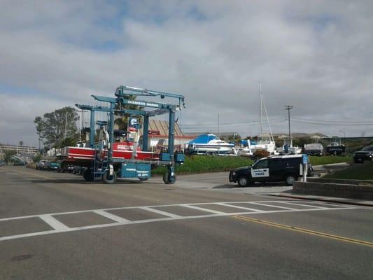 Moving the police boat to the yard