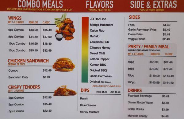 One side of the menu card