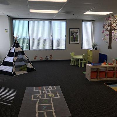 Our large middle room used for play time and social groups