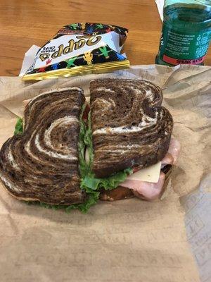 Black Russian honey ham and Swiss on marble rye. Alonti's finest. Get this one if you are at the Alonti.