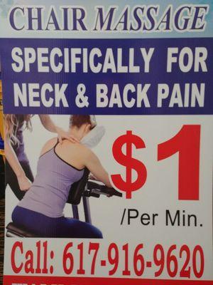 We welcome walkins for a quick chair massage when you don't have to much time